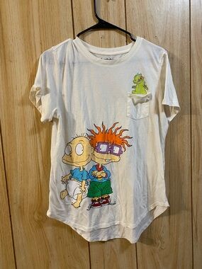 Nickelodeon White Rugrats Graphic Tee with Colorful Characters
